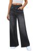 2025 High Waist Women's Wide Leg Jeans with Elastic Abdominal Control