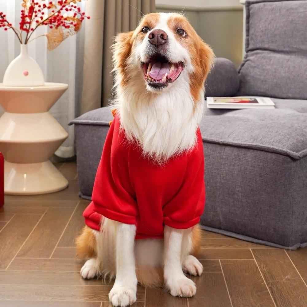 Comfortable Cartoon New Year Dog Clothes Lion Dance Warm Festive Dog Hoodie Bear Pattern Soft Winter Warm Coats Outdoor