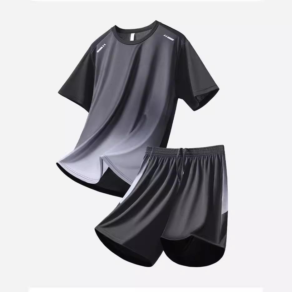 

Ice Silk Quick-Dry Sports Suit: Unisex Short-Sleeve & Shorts for Summer Fitness & Outdoor Running XXL