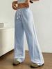 Autumn New Women's Clothing Striped Cute Wide Leg Pants Floor Length Casual
