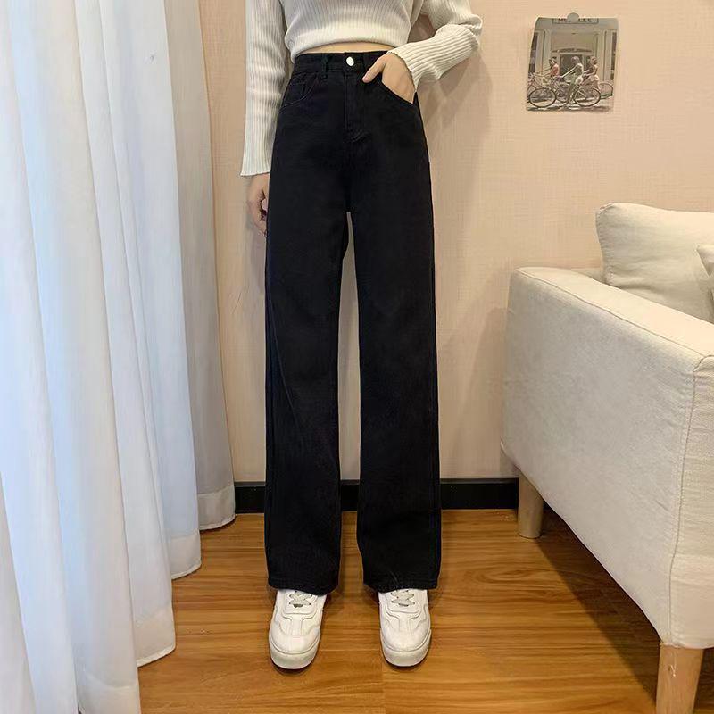 Retro High-Waist Women's Jeans: New Slim Korean Wide-Leg Trousers for Spring and Autumn, Small Sizes.