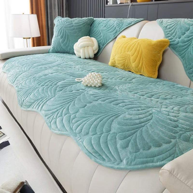 Irregular Special-shaped Sofa Cushions, All-season Universal Non-slip Winter Short Plush Cushions, Leather Sofa Covers, Backrest Towels