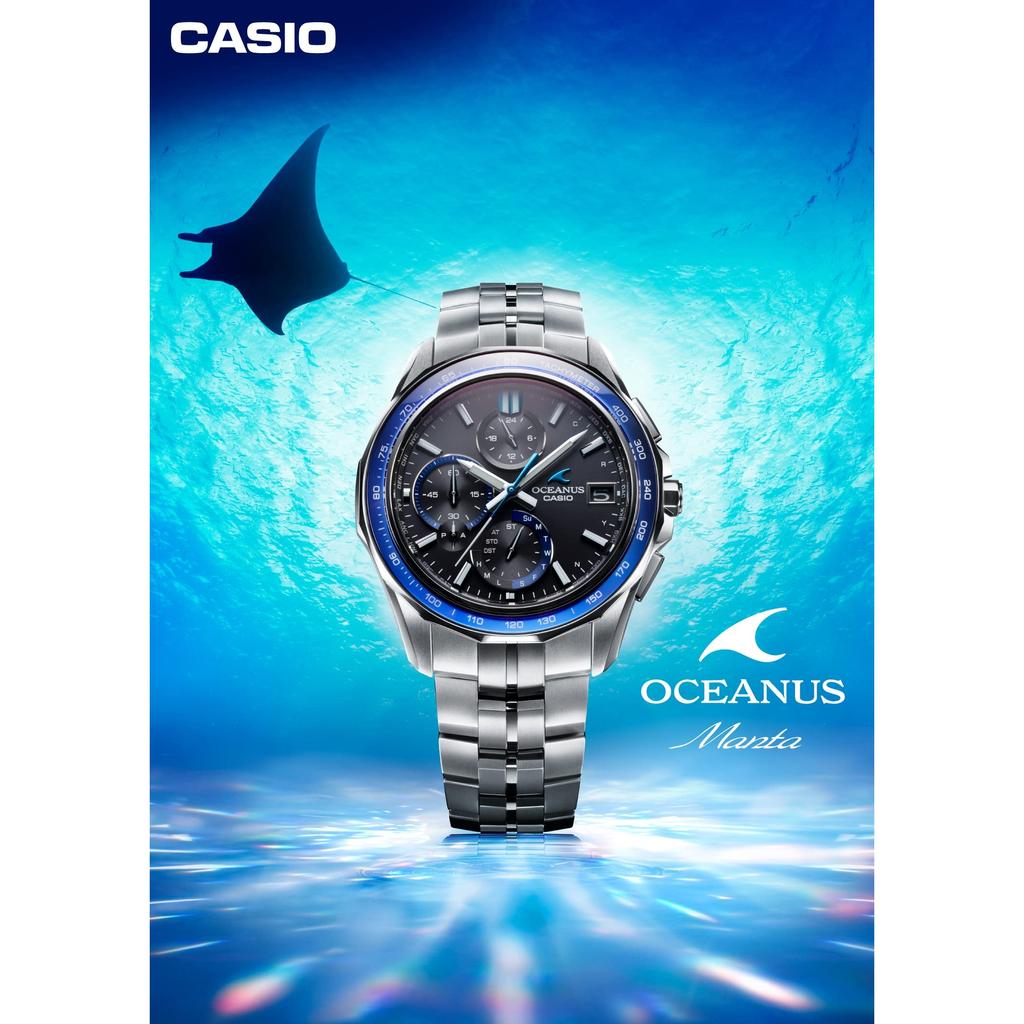 Casio Men's Oceanus Manta Solar Watch with Bluetooth, Sapphire Glass Bezel, Silver, Radio-Controlled, Japan Model OCW-S7000-1AJF