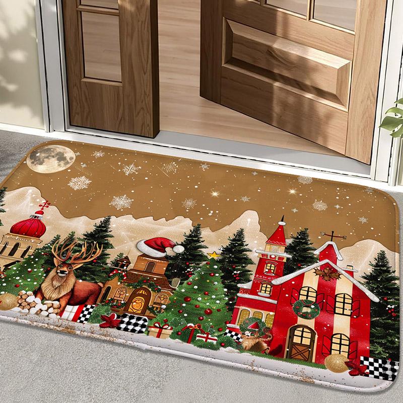 Christmas Door Mats, Washable Indoor and Outdoor Entrance Mats, Machine Washable Carpets, Bathroom Entrances, Home Decor