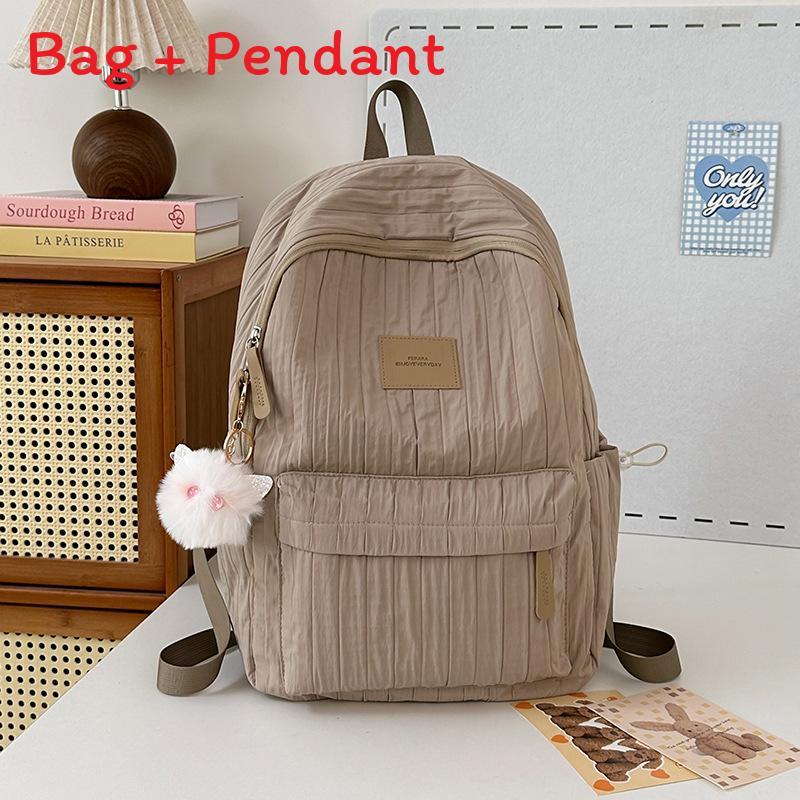 Nylon Girl Backpack With Letter Pattern And Double Shoulder Straps For Daily Use