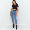 O Neck Knit White Crop Top Women Summer Casual T Shirt Basic Sexy Streetwear Ribber Black Short Sleeve Tops