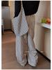 Women's Petite Retro Vertical Striped Wide-Leg Pants - Summer Casual Loose Fit