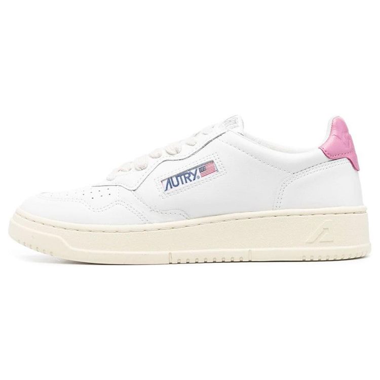Autry Medalist Leather Low White Mauve Tab (Womens) Women Sneakers AULW-LL55