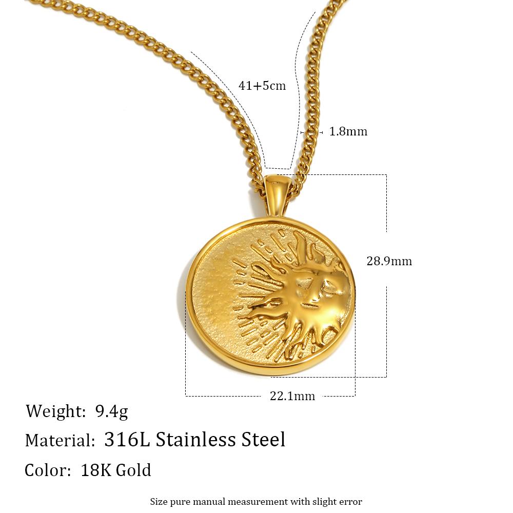 MamacitaSlay 316L Stainless Steel Mixed Colour Double Pattern Sun Moon Necklace 18K Gold Plated Waterproof Jewelry Women's Gifts