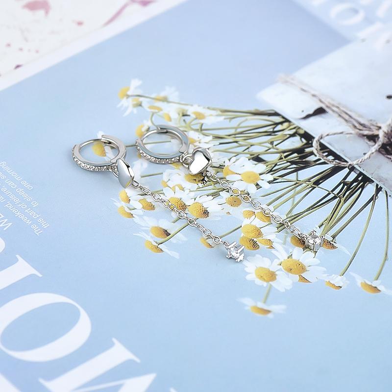 925 Silver Ear Needle Crystal White Zircon Silver Series Tassel Drop Earrings Luxury Fashion Party Jewelry Accessories