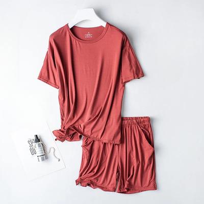 Collection Pyjama Été Dernière Nouveauté Femme Modal Manches Courtes Short Deux Pièces Mesdames Uni Coupe Confortable Grand T-shirt Vêtements d'Intérieur Femme