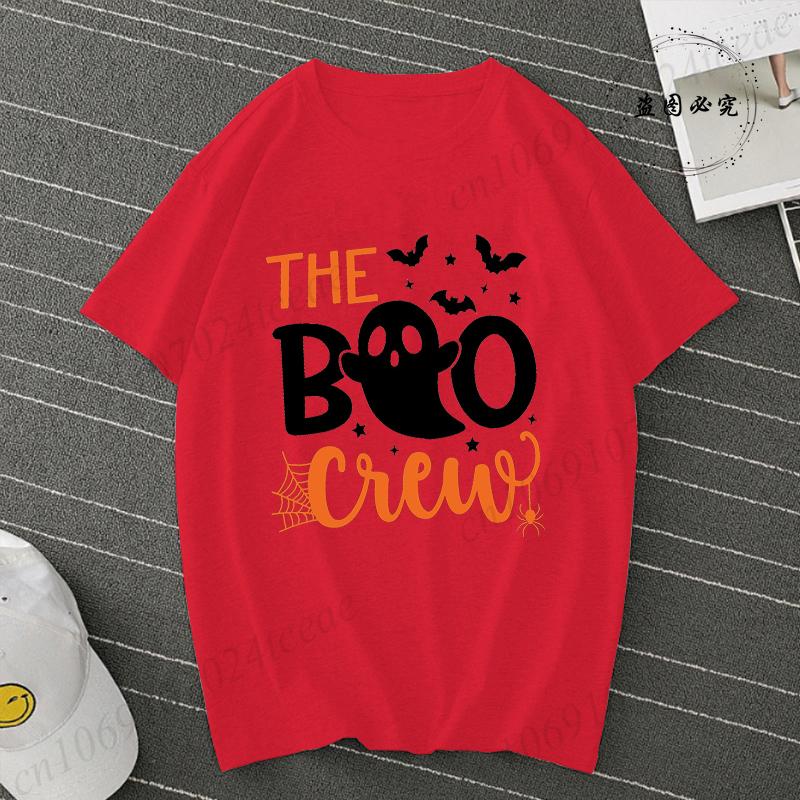The Boo Crew Print T Shirt Halloween Ghost Party Gift Short Sleeve Unisex Tshirt Clothes Family Matching Fashion Casual Tee Top