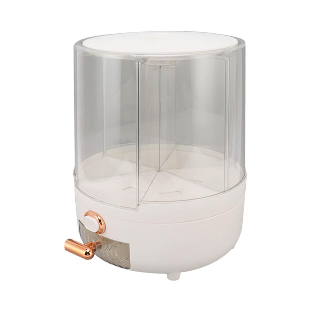 360 Degree Rotating Grain Dispenser Plastic 6 Compartments Kitchen Storage Container for Rice Beans White