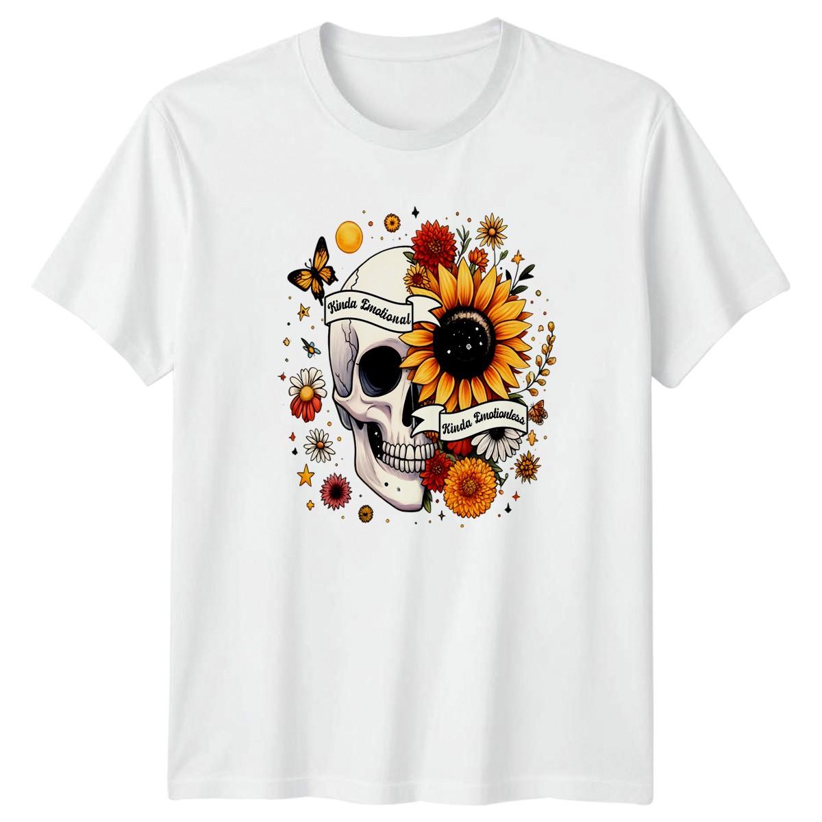 Kinda Emotional Kinda Emotionless T-Shirt Floral Skull Lifestyle XXXXL