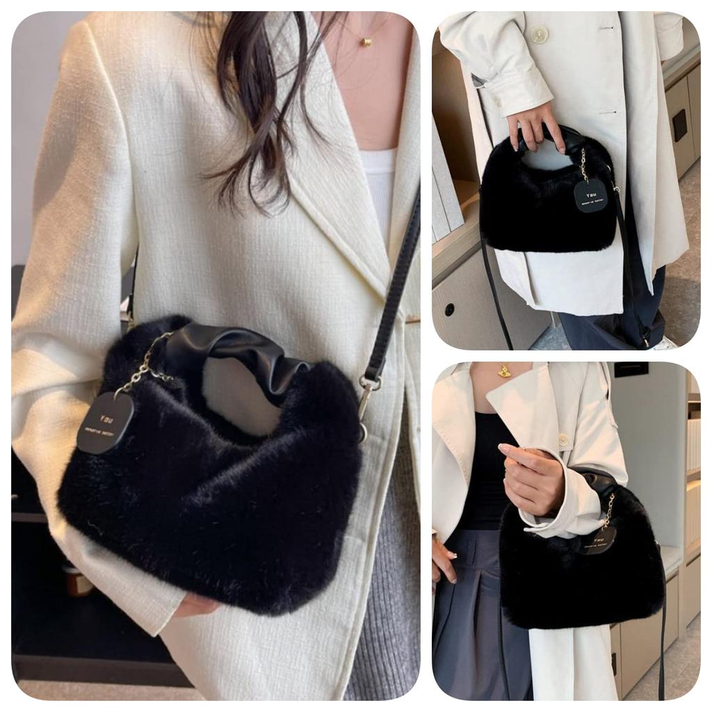 FARFADET Dames Nepbont Schoudertas, Minitas, Handtas, Crossbodytas, Pluizig, Schattig, Eenvoudig, Populair, Schattig, Compact, Stijlvol, Elegant, Chic,
