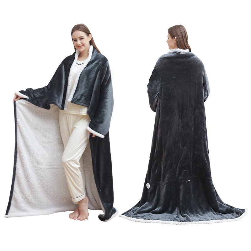 Heated Blanket Wearable Throw Electric Blanket with Foot Pocket 8 Heat Settings & 1-12 Hours Time Settings Auto-Off Washable