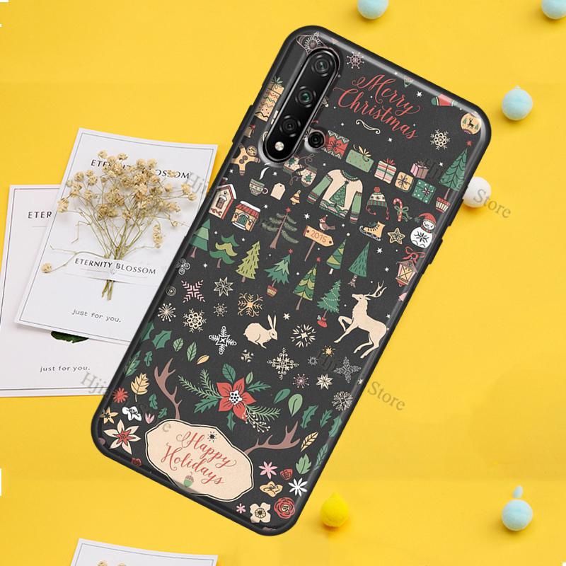Merry Christmas Case For Huawei P30 P20 P40 P60 Pro P Smart Nova 9 5T Honor Magic 5 Lite X8 X9a 50 70 Cover