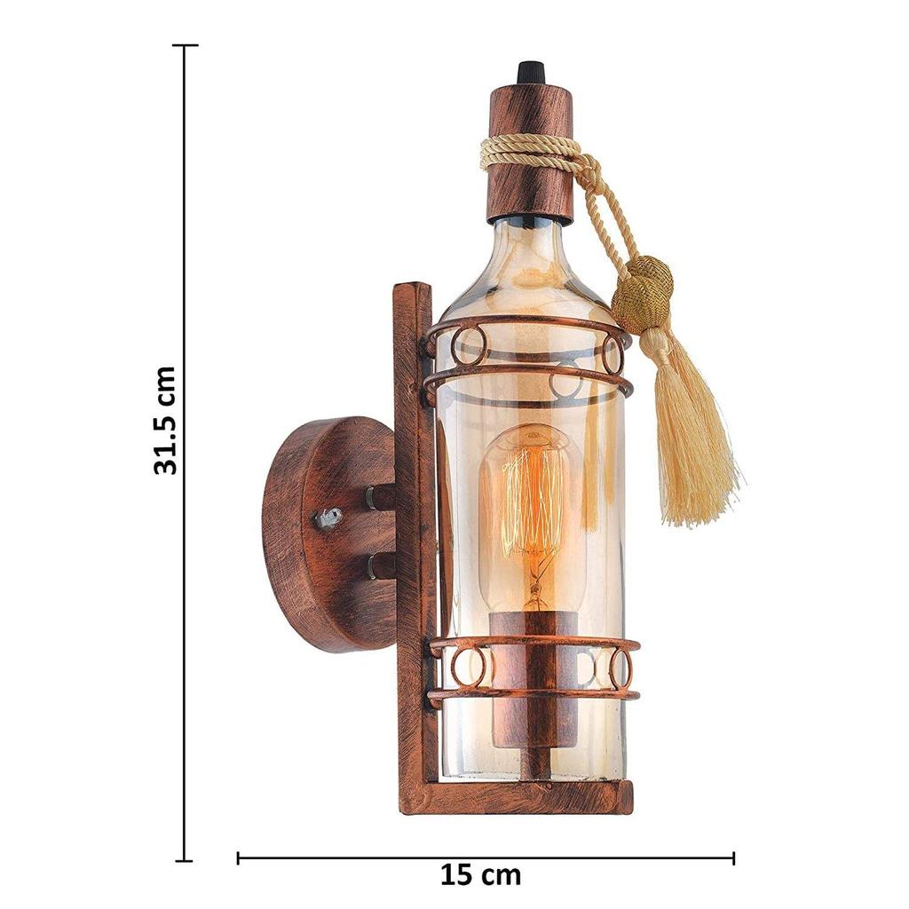 Wall Sconce Antique Wine Bottle Lamp (Without Bulb)|Vintage Style Wall Mount Light Fixture|Wall Light for Home (Pack of 1),Metal