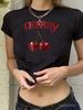 Cherry Printed Crop Top Unisexs Tshirt Short Sleeve Summer Casual Tshirt With Graphic Cherries Trendy Streetwear Tee For Girl