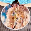 Peach Blossom Pattern Round Beach Towel, Microfiber Lightweight Beach Blanket, Soft Absorbent Quick Dry Pool Towel Picnic Mat