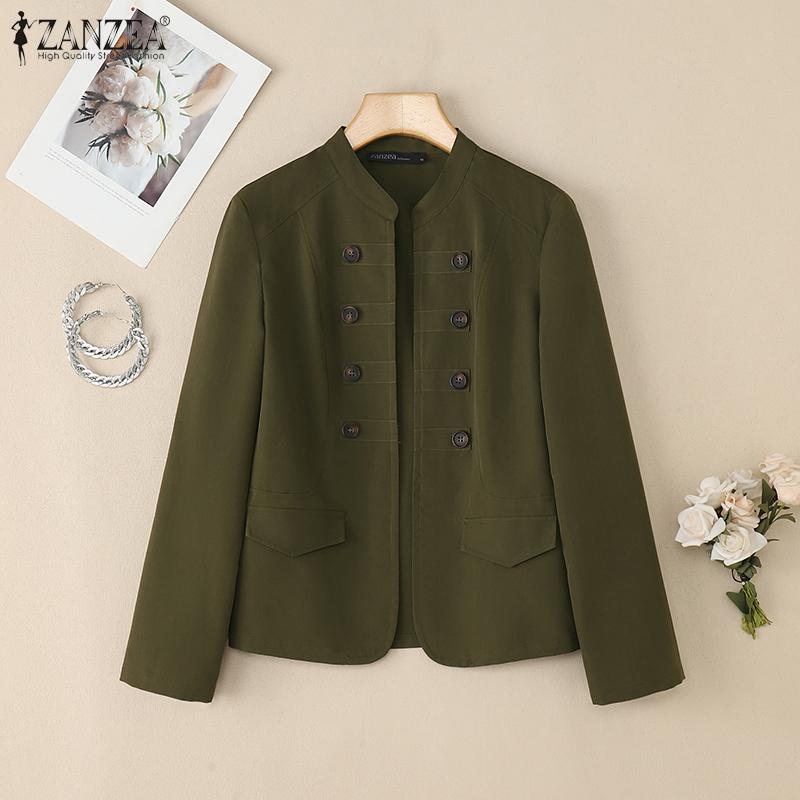 ZANZEA Womens Casual Solid Color Long Sleeve Cardigan Blouse