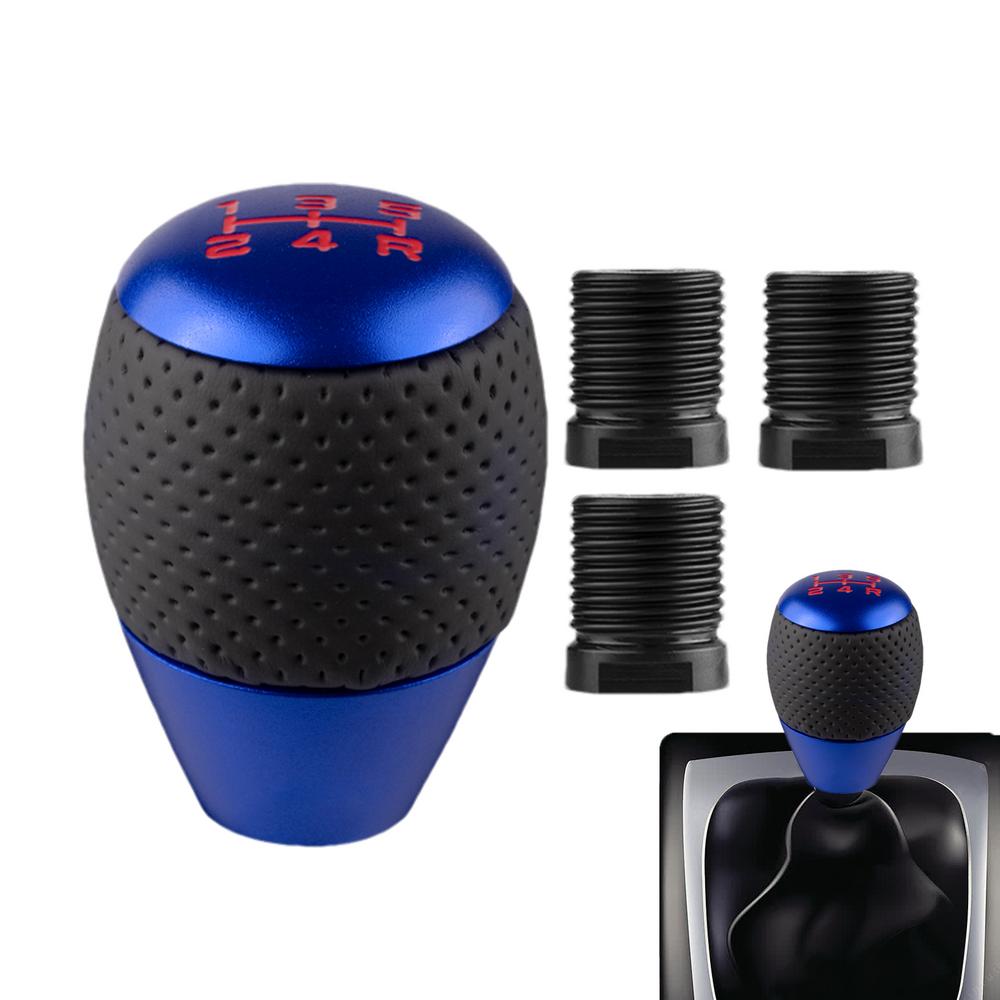 Car Gear Shift Knob 5 Speed Shift Knobs Leather & Aluminium M8 M10 M12 Shift Lever Gear Level Knob For Manual Vehicles
