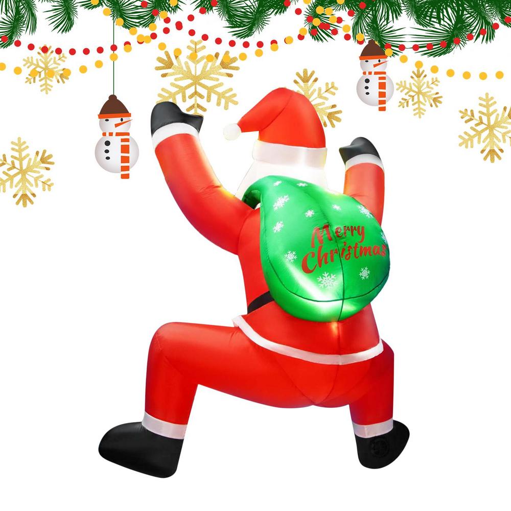 

Inflatable Santa Claus 6ft Climbing Santa Claus With Built-in LED Christmas Blow Up Holiday Decoration For Porch House Farmhouse