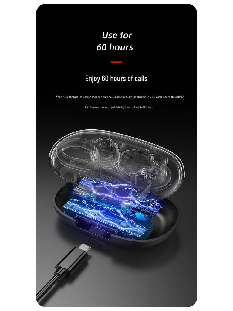 Wireless TWS Bluetooth Earphones: Noise-Cancelling, Over-Ear, Sweatproof, with Charging Case for Sports