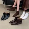 Simple square head rear zipper short fashion boots women's new comfortable inner height-increasing commuter boots