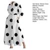 Women's Boho One Button Wrap Shirt Dress Polka Dots Print Long Sleeve Maxi Dress Lapel Collared V-neck Long Swing Dress