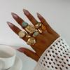 7Pcs/Set Fashion Jewelry Vintage Multicolor Acrylic Rings For Women Men Punk Irregular Geometric Metal Open Knuckle Joint Rings