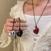 Valentine's Day Gift Party Gift Red Heart Pendant Necklace Vintage 80s Love Inspired Choker Romantic Heart Necklace for Women