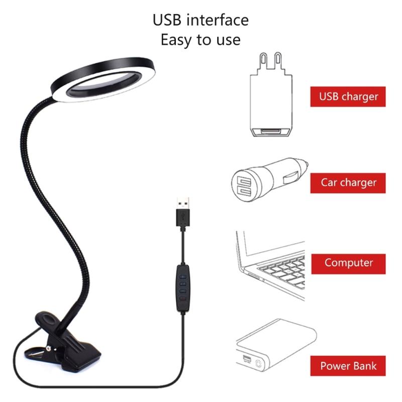 5X LED Magnifying Lamp,3 Color Modes,Magnifier Desk lamp, Magnifying Light and Stand for Crafts, Reading,