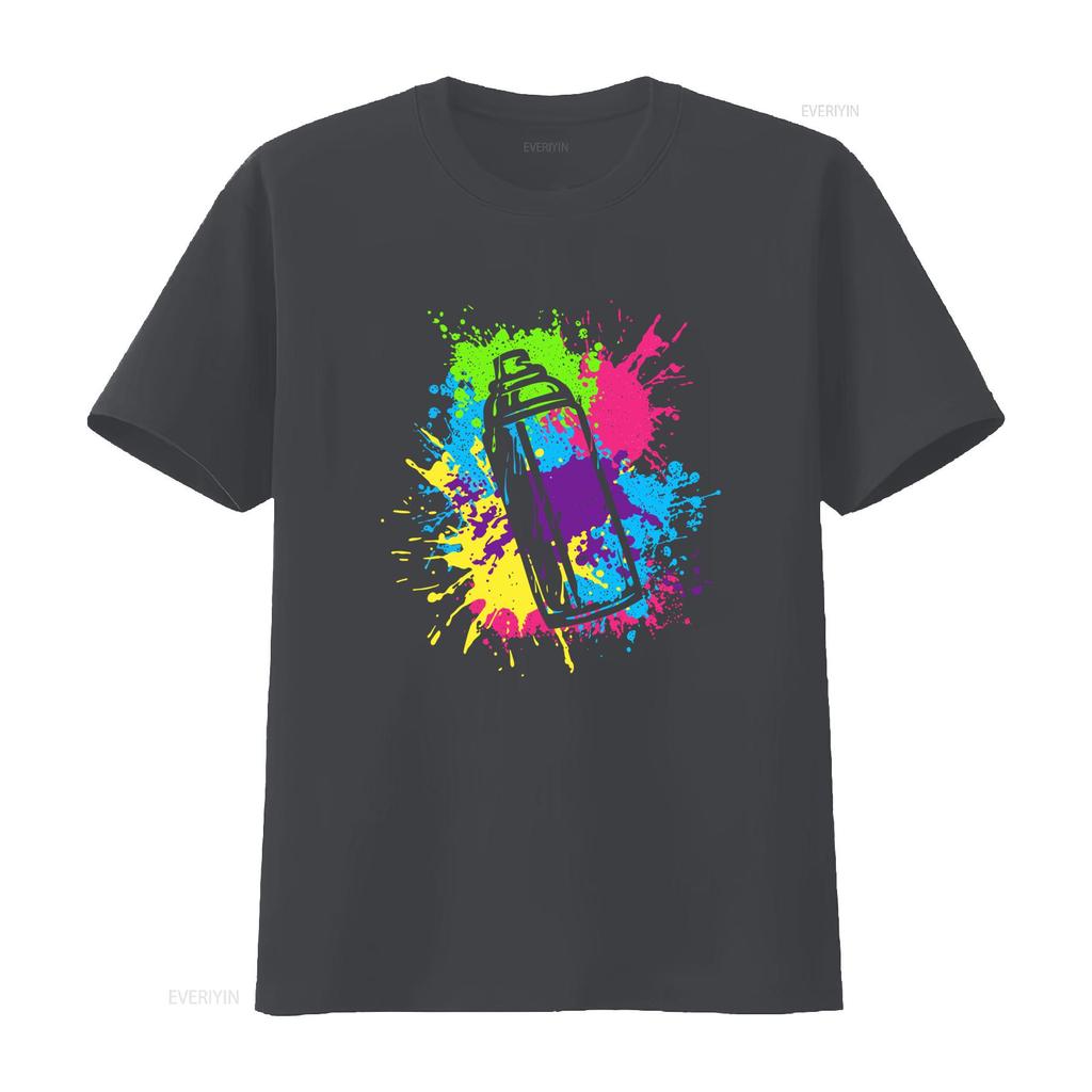 Fat Cap Graffiti Spray Paint Cans Street Art Artist T Shirt Colorful Design For Urban Style Vintage Washed Comfortable