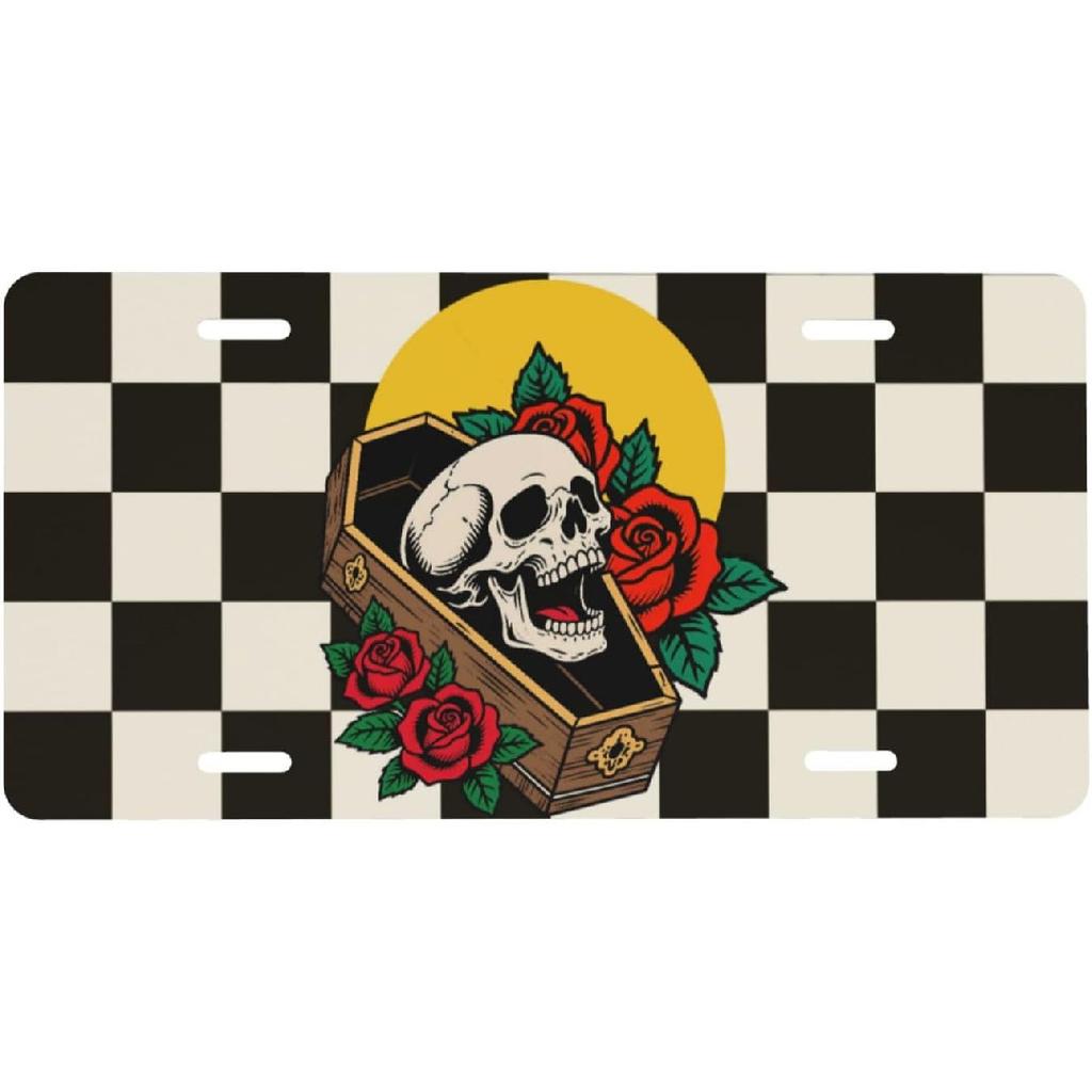 Boho Sunset Front License Plate for Women Car Vanity Plates Decorative Aluminum Metal Cute Novelty License Plate Cover for Men 6x12 Inch (4 Holes)