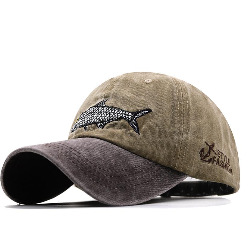 Outdoor Duck Tongue Fishing Cap Fishing Cap Men's and Women's Sunscreen Baseball Cap Sun Hat Men's Embroidered Washed Cotton Baseball Cap