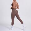 Seamless solid color beautiful back neck bra trousers yoga suit set tight running fitness two-piece set