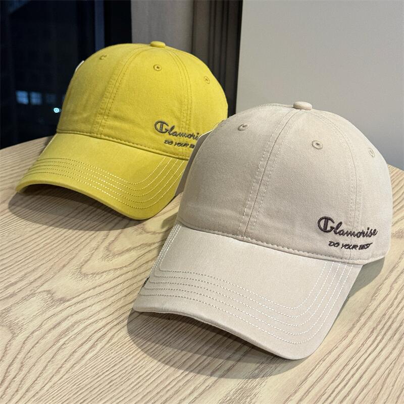 New letter embroidered baseball cap for women with small face, sunshade versatile soft top, washed cotton cap for men's trend
