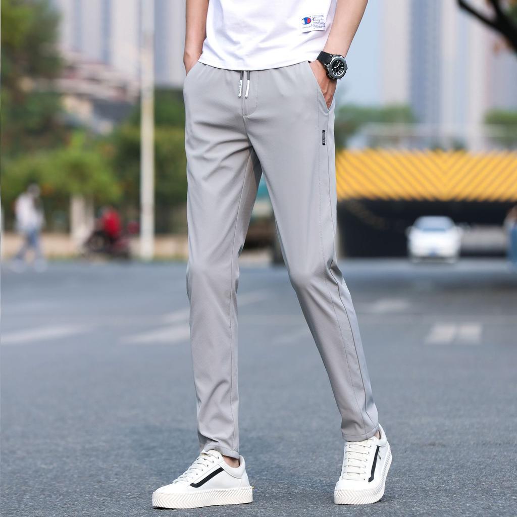2024 Spring/Summer New Ice Silk Casual Pants Thin Loose Straight Pants Sports Pants Men