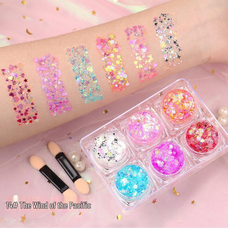 Star Glitter Gel Eyeshadow Palette with Crystal Sparkles Eyelid Patches - No Glue Needed