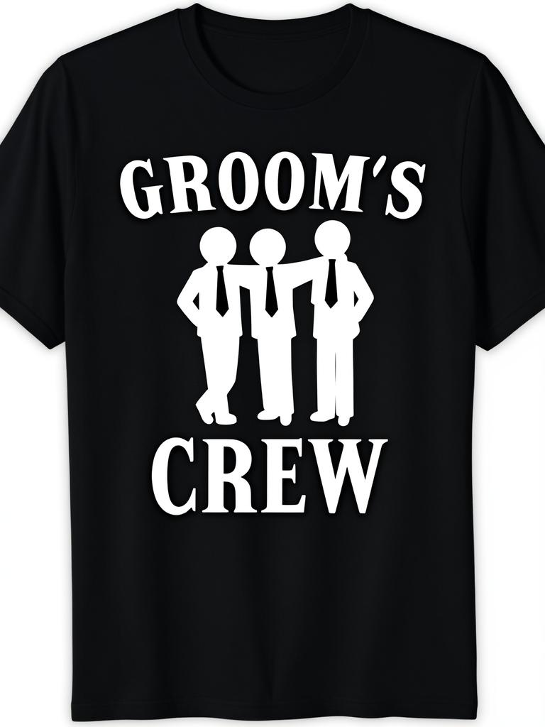 Unisexs Groom Crew Neck Tshirt Bachelor Party And Wedding Groomsunisex Black With White Print Casual Style Washable Allseason Smooth Fabricunisex