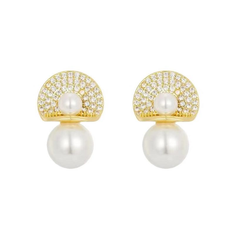 Elegante Süßwasserperlen-Ohrstecker für Damen - Trendig, Schlicht, Feenhafter Stil