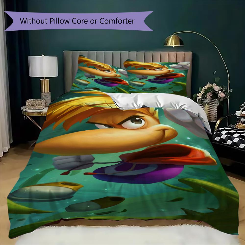 Rayman Pattern Bedding Uilt Set Uilt Cover Pillowcase Home Decoration Birthday Gift (1 * Duvet Cover + 2 * Pillowcase Without Core)130