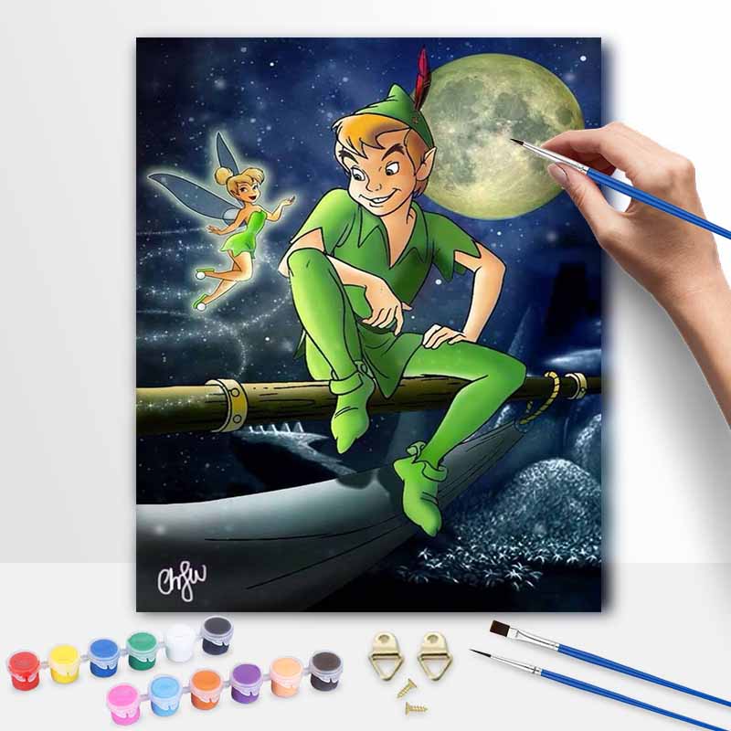 Disney Peter Pan Tinker Bell DIY Oil Painting Art Painting Kit Home Wall Decor Handmade Gift Art Crafts Room Decoration Canvas Decor
