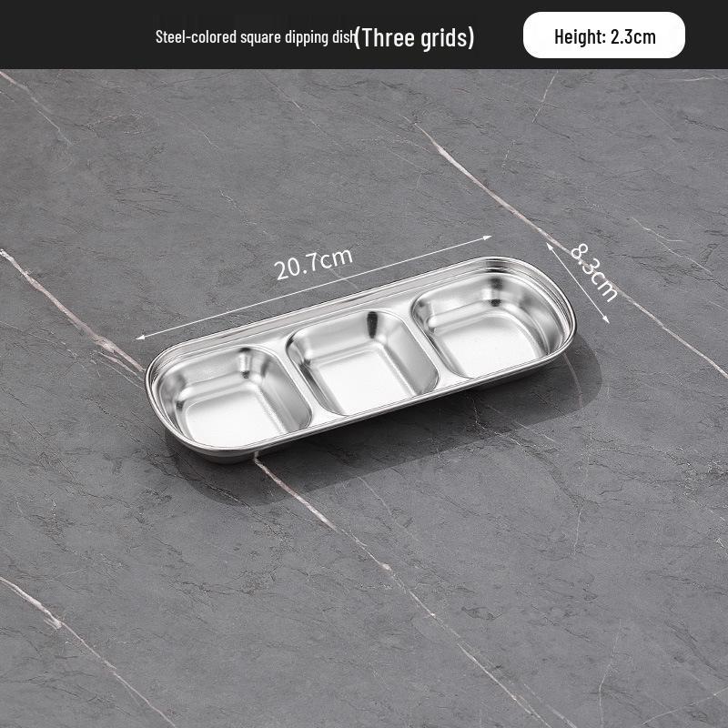 304 Stainless Steel Korean Multi-Compartment Seasoning and Dipping Sauce Dish for Restaurants and Hot Pots