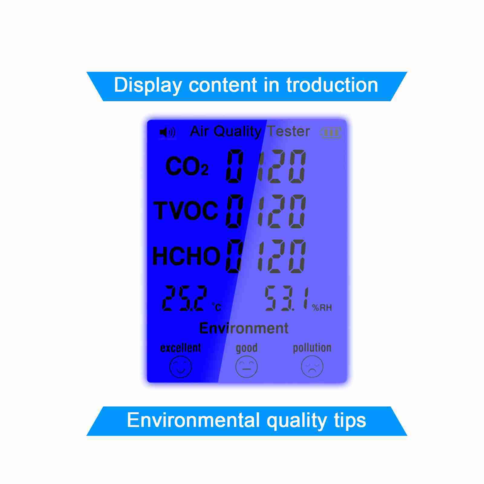 

Multifunctional Air Quality Tester CO2 TVOC Meter Temperature Humidity Measuring Device разноцветный