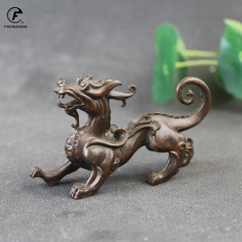 Antique Copper Lucky Beast Pixiu Sacred beast Statue Desktop Ornament Feng Shui Figurine Home Decoration Crafts Accessories