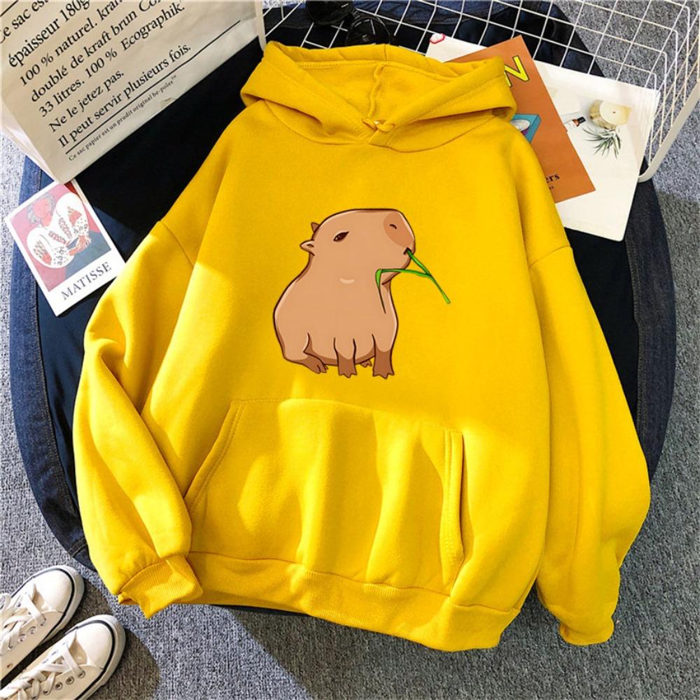 Funny Capybara Kawaii Cartoon Print Women Hoodies Hip Hop Clothes Hooded Sweatshirts Streetwear Hoodie Female Hoody