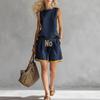 2026 European & American Sleeveless Color Block Wide-Leg Pantsuit - Summer Casual Fashion Two-Piece Set for Women