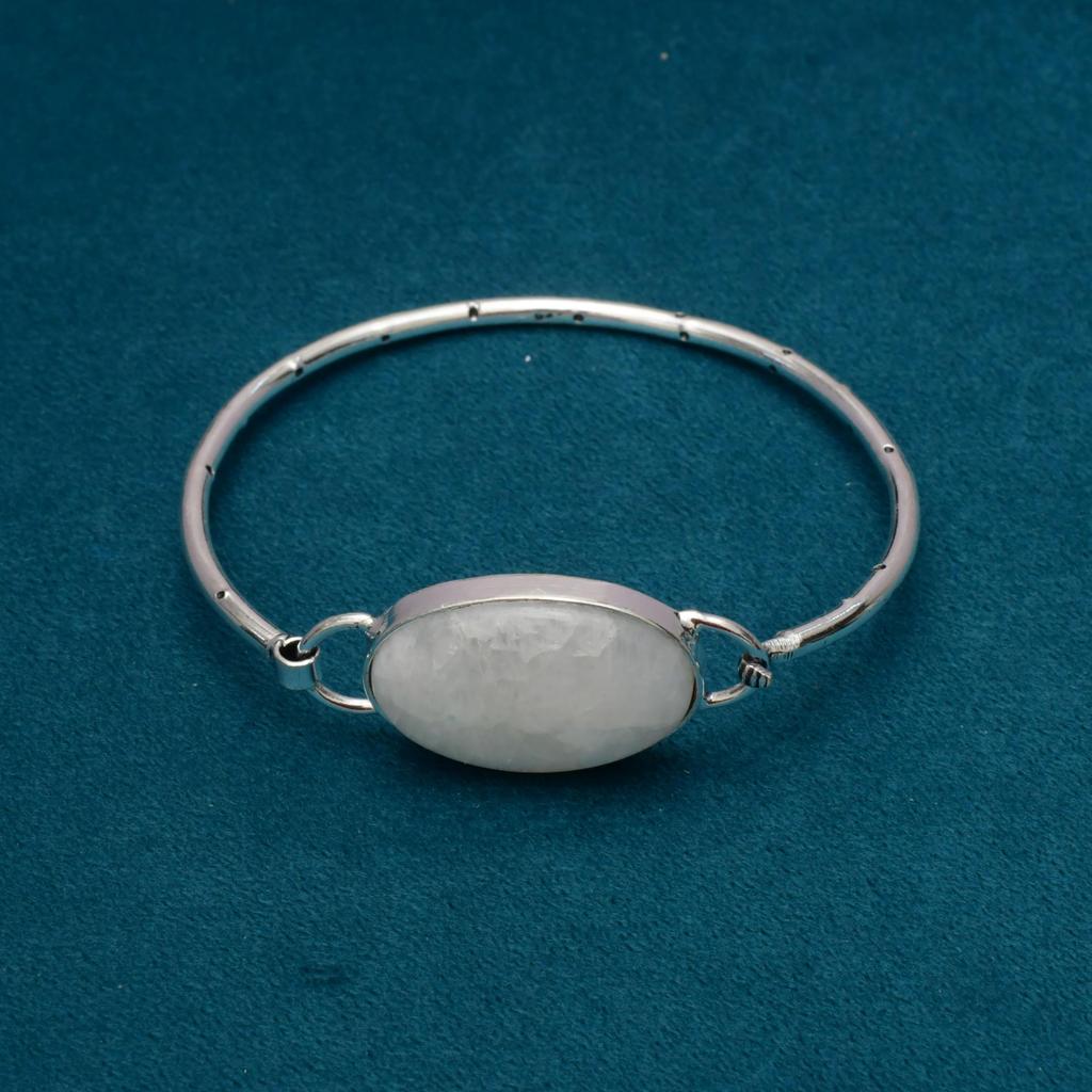 Moonstone Gemstone : 925 Sterling Silver Handmade Gemstone Bracelet Jewelry